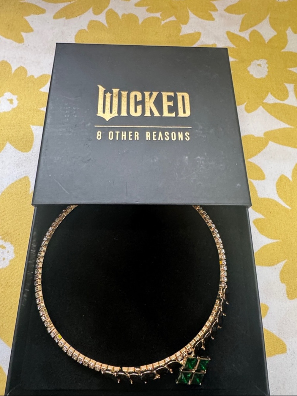 8 Other Reasons Gold-Tone Necklace with Green Crystal Charm
